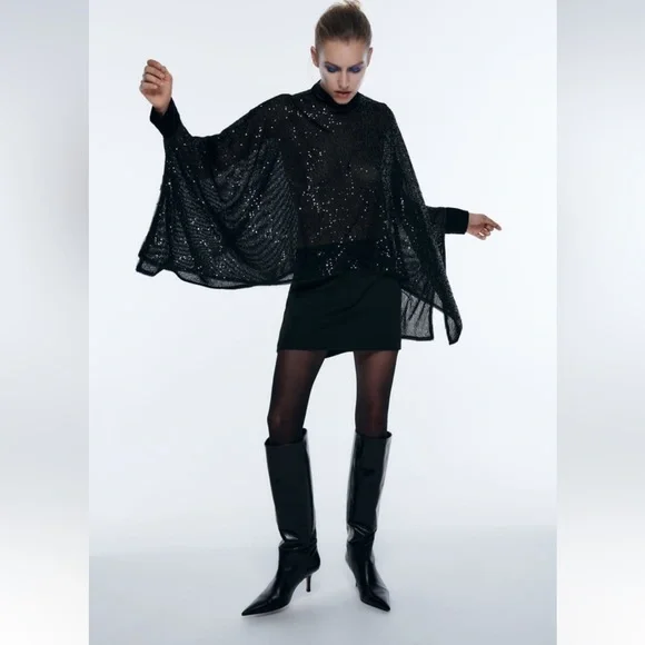 ジャケット・アウター CAPE RIBBON BLOUSE Zara | Jackets & Coats | Zara Sequin Cape Sleeve Blouse